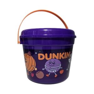 Dunkin Donuts 🎃 Halloween Munchkins Bucket Pail Lid/Handle Mint New Purple 2024
